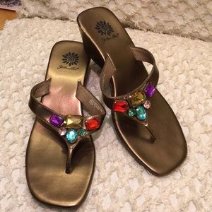Yellow Box bronze jeweled sandals